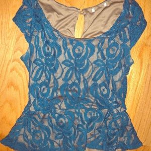 Teal Floral Peplum Top